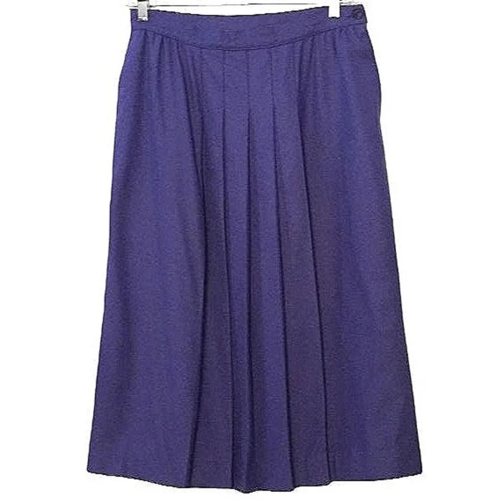 Dark Academia‎ Pendleton Pleated Skirt Women 16 Purple Wool Lined Midi Pockets